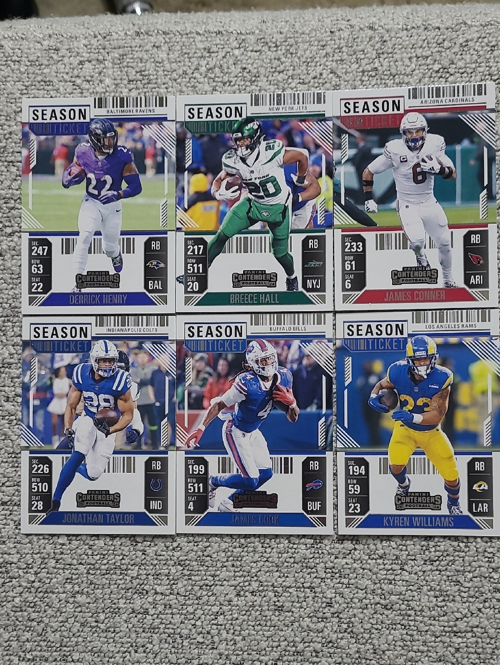 6 X Panini Contenders  RB Stars.